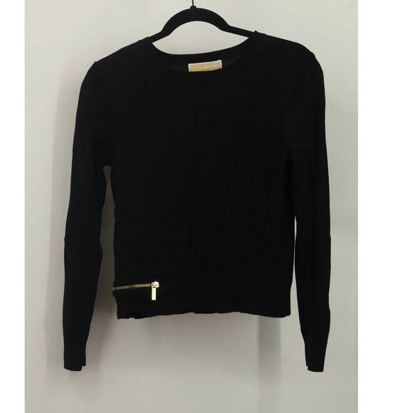 Michael Kors Sweaters - Michael Kors Women's Unique Hip Accent Zipper Sweater Long Sleeve Size M Black